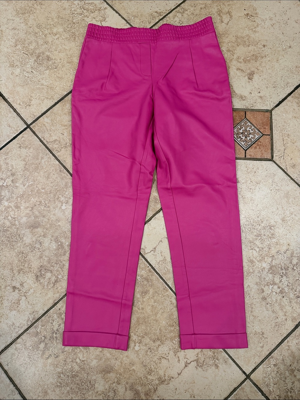 Halogen Straight-Leg Ankle Pants in Hot Pink Faux Leather